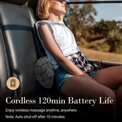 CuPiLo Back Massager for Pain Relief, Gifts for Women Men, Cordless 120min Neck and Back Massager, Plush Skin-Friendly Kneading Massage Pillow for Body Relaxation at Home – CPL-1149